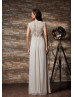 Champagne Lace Chiffon Sheer Back Bridesmaid Dress